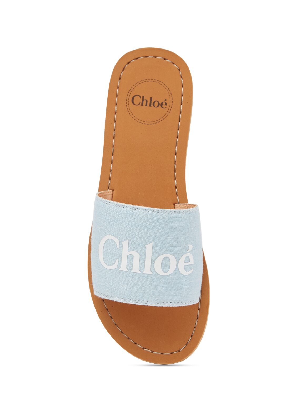 Shop Chloé Denim Slide Sandals