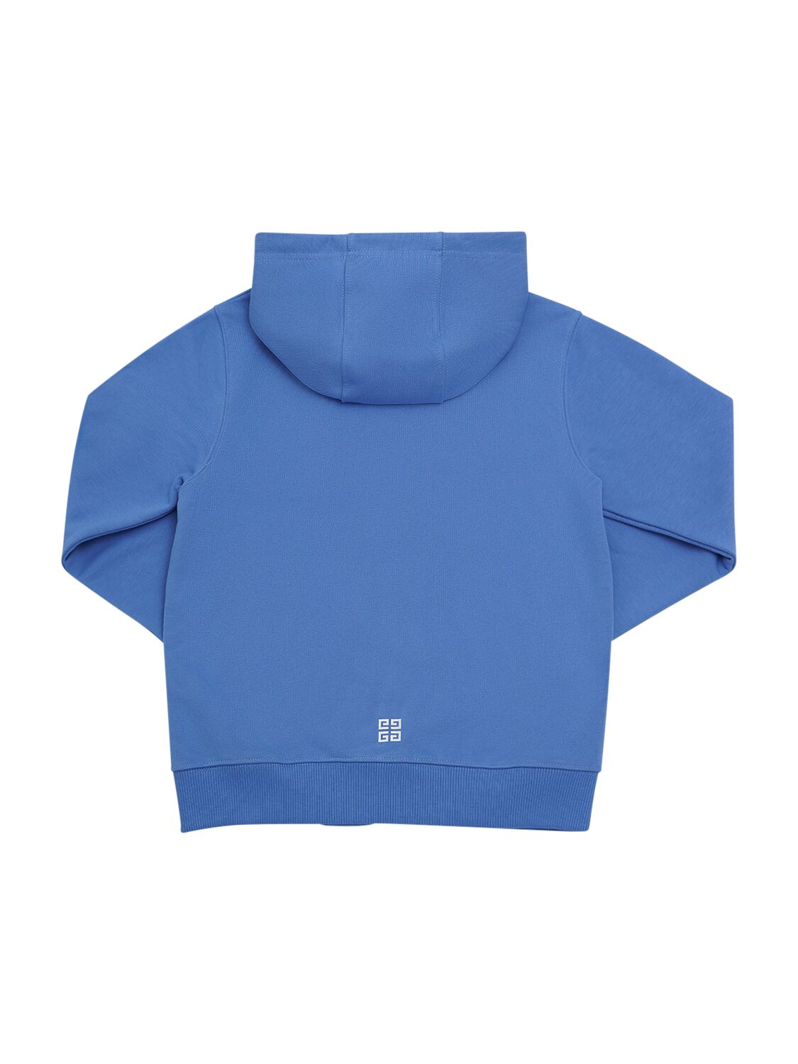 Shop Givenchy Logo Cotton Fleece Zip Hoodie In Blue