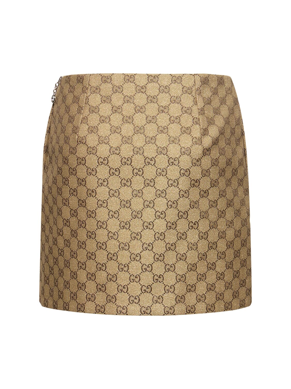 Shop Gucci Gg Glitter Canvas Mini Skirt In Gold