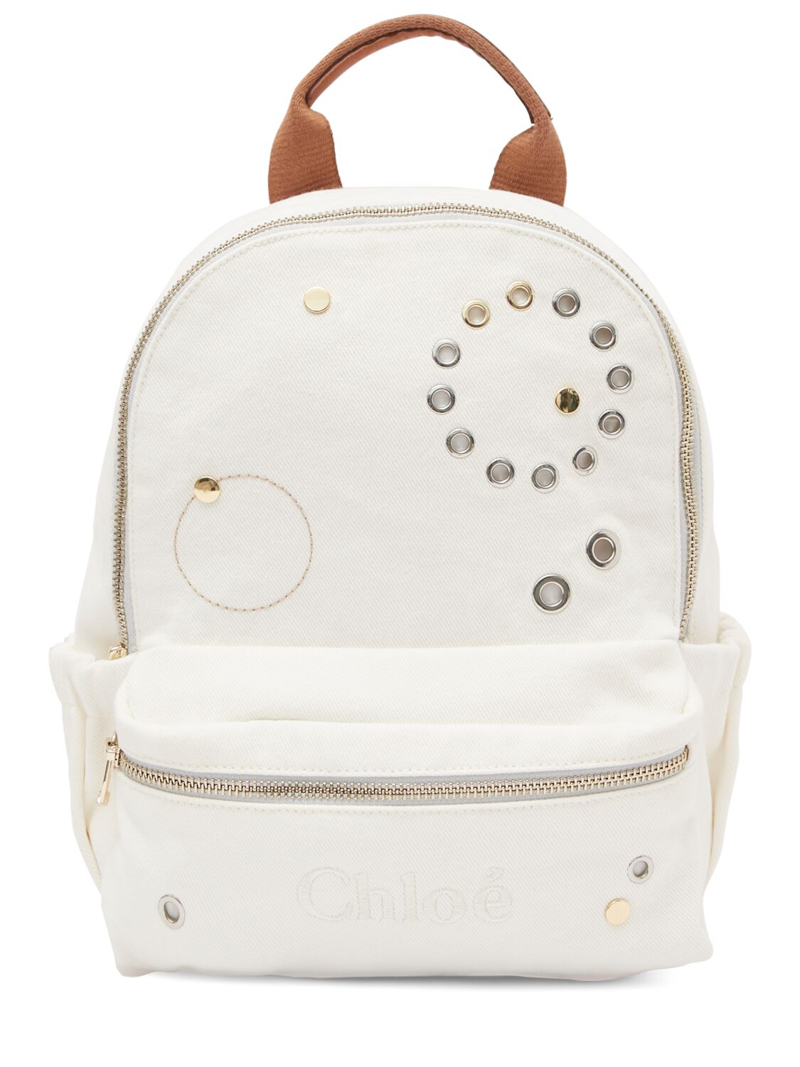 Chloé Kids' Cotton Jersey Backpack In Brown