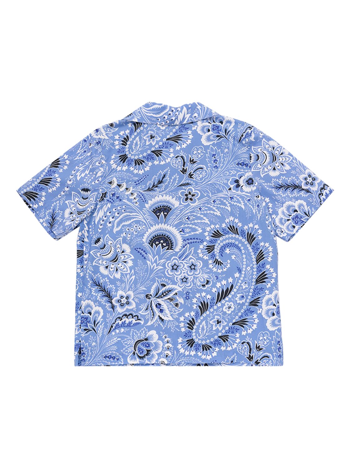 Shop Etro Printed Cotton Poplin Shirt In Blue