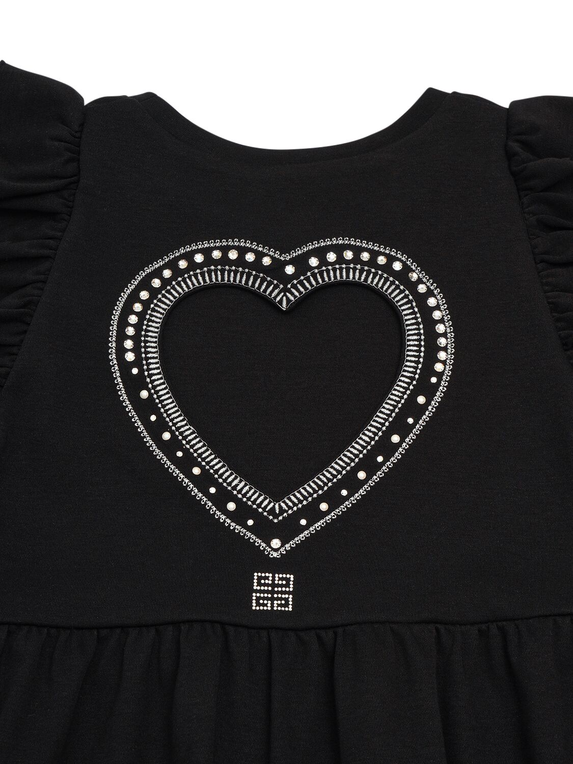 Shop Givenchy Cotton Dress W/ Swarovski Crystals In Black