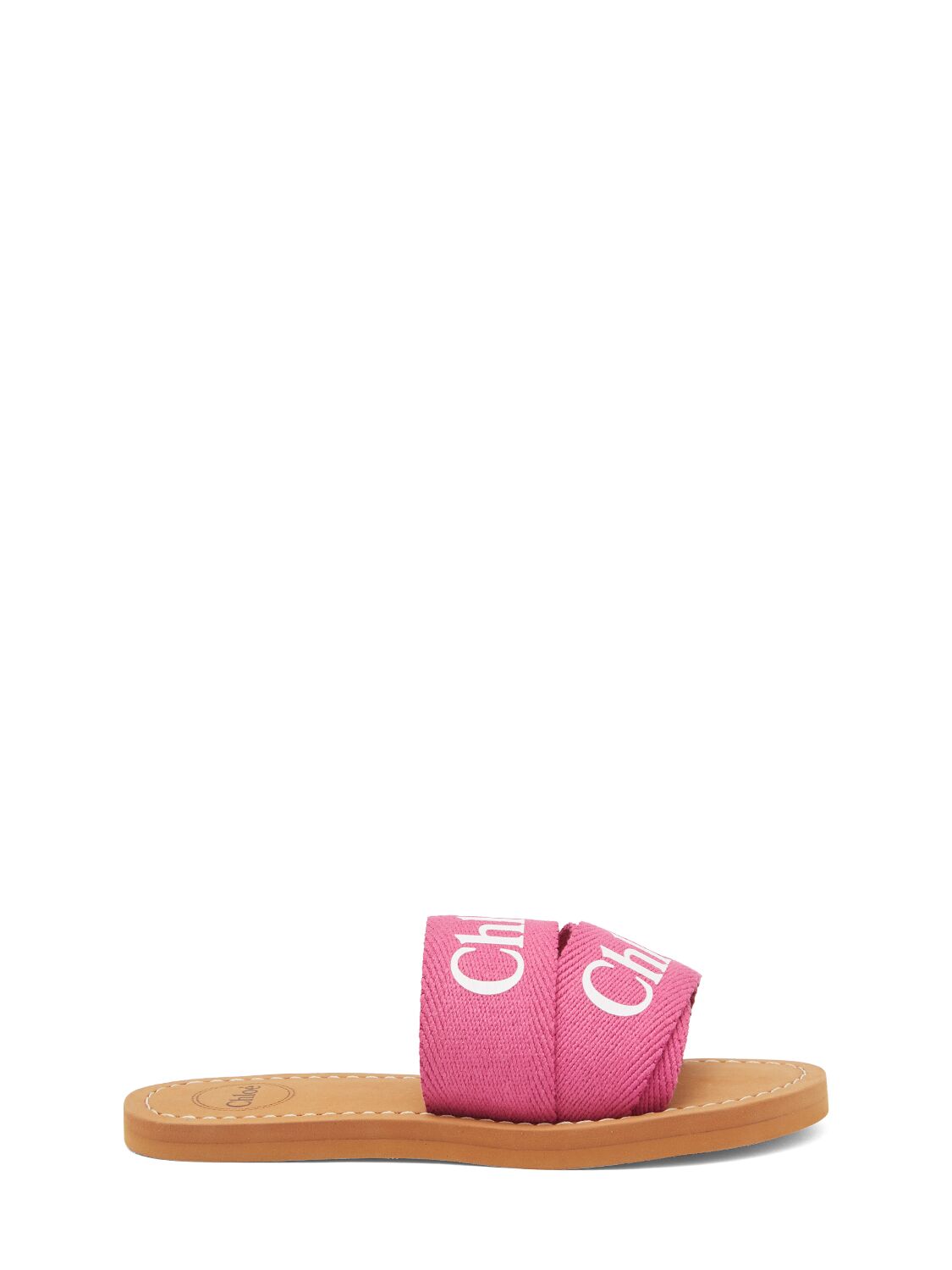 Chloé Kids' Cotton Jersey Slide Sandals In Pink