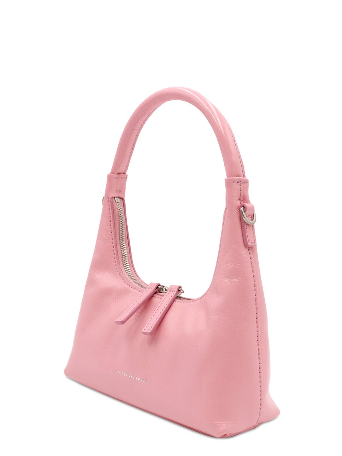 Shop Marge Sherwood Mini Hobo Leather Bag W/strap In Candy Pink Glossy