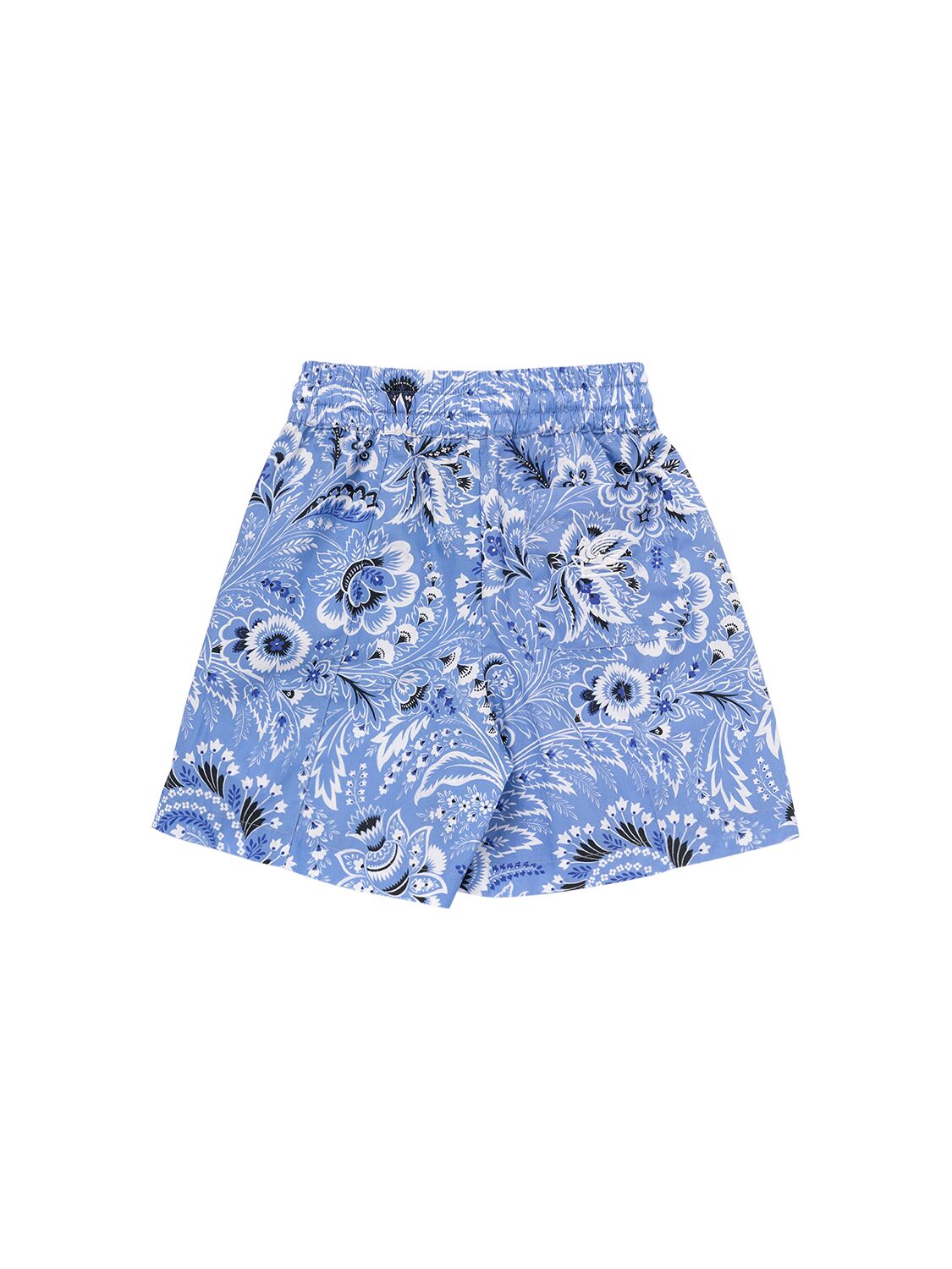 Shop Etro Printed Cotton Poplin Shorts In Blue