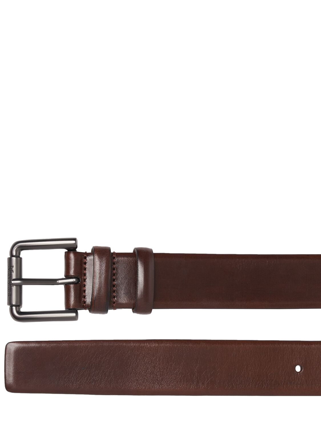 Shop Max Mara Leather Effect Belt In Dark Brown
