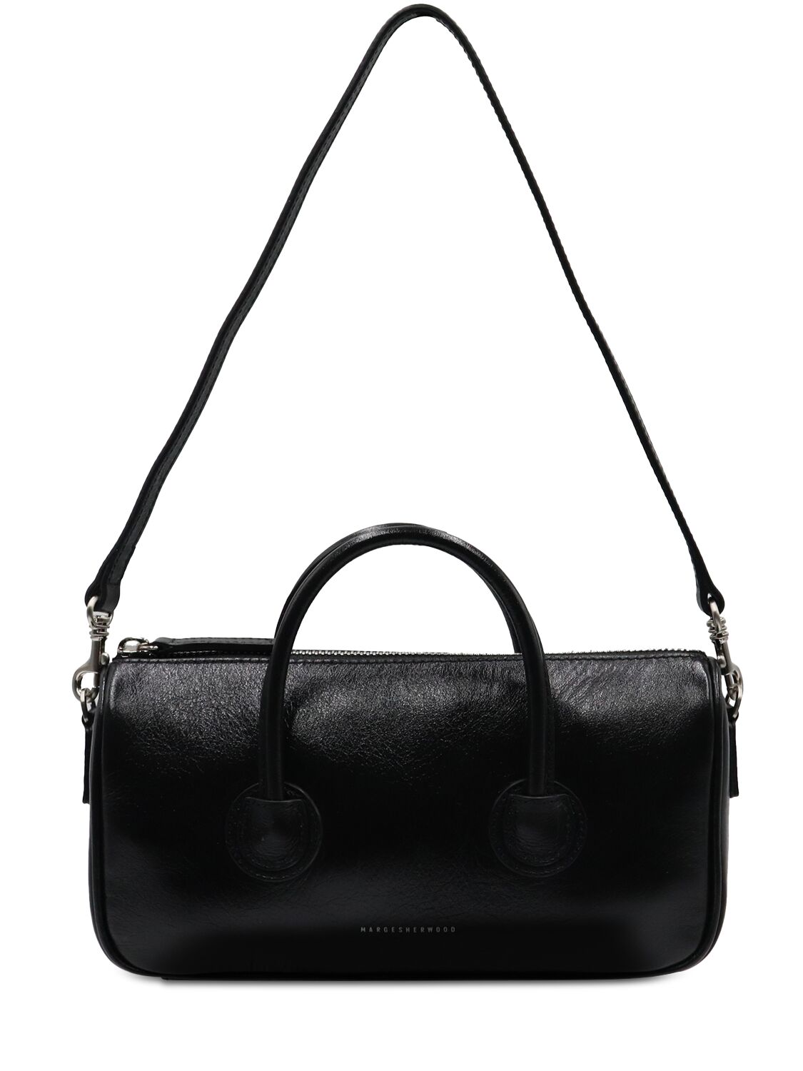 Image of Small Zipper Plain Glossy Leather Bag