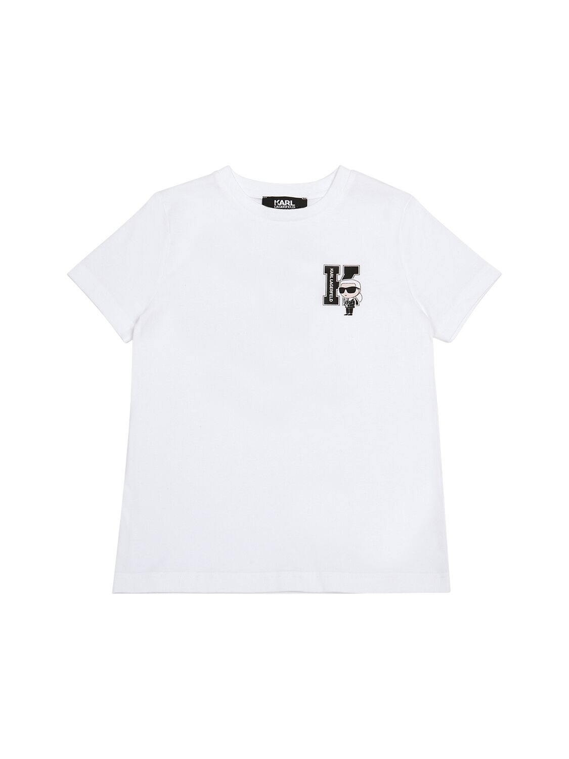Karl Lagerfeld Kids' 有机棉平纹针织t恤 In White