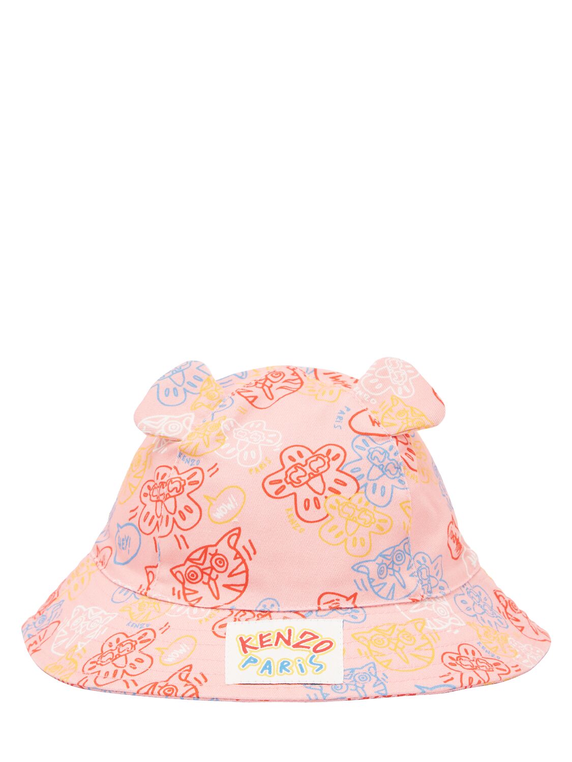 Kenzo Kids' Printed Cotton Bucket Hat In Beige
