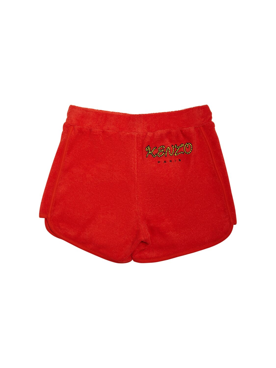 Shop Kenzo Cotton Blend Terry Drawstring Shorts In Red