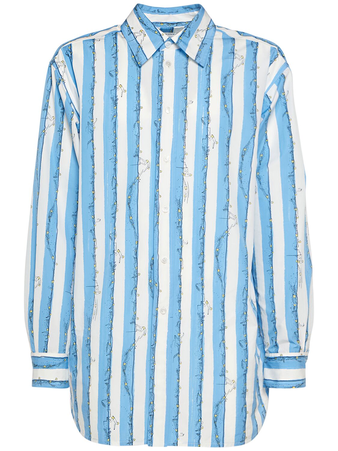 Shop Bottega Veneta Swimmers Printed Light Cotton Shirt In Admiral