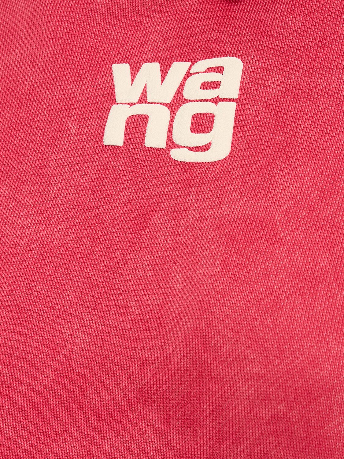 Shop Alexander Wang Essential Terry Cotton Hoodie W/ Logo In Red