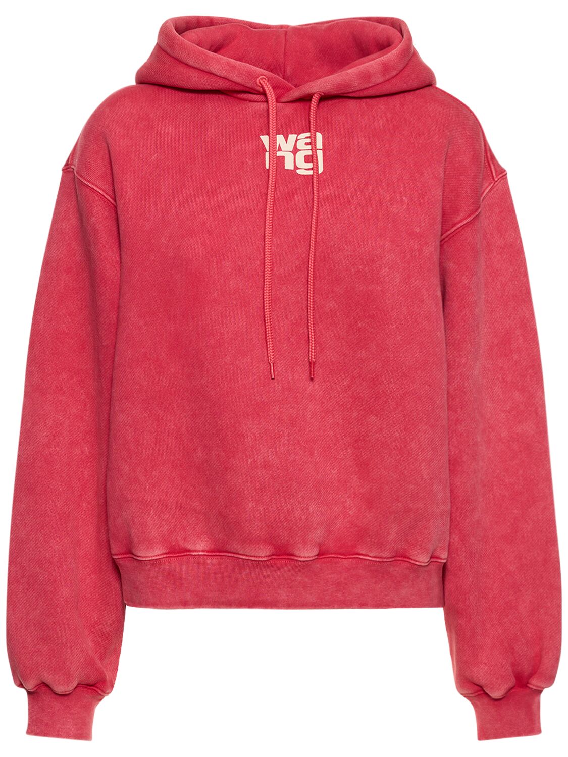 Shop Alexander Wang Essential Terry Cotton Hoodie W/ Logo In Red