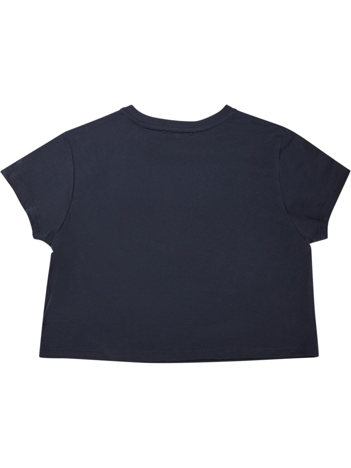 Shop Lanvin Printed Cotton Jersey Crop T-shirt In Navy