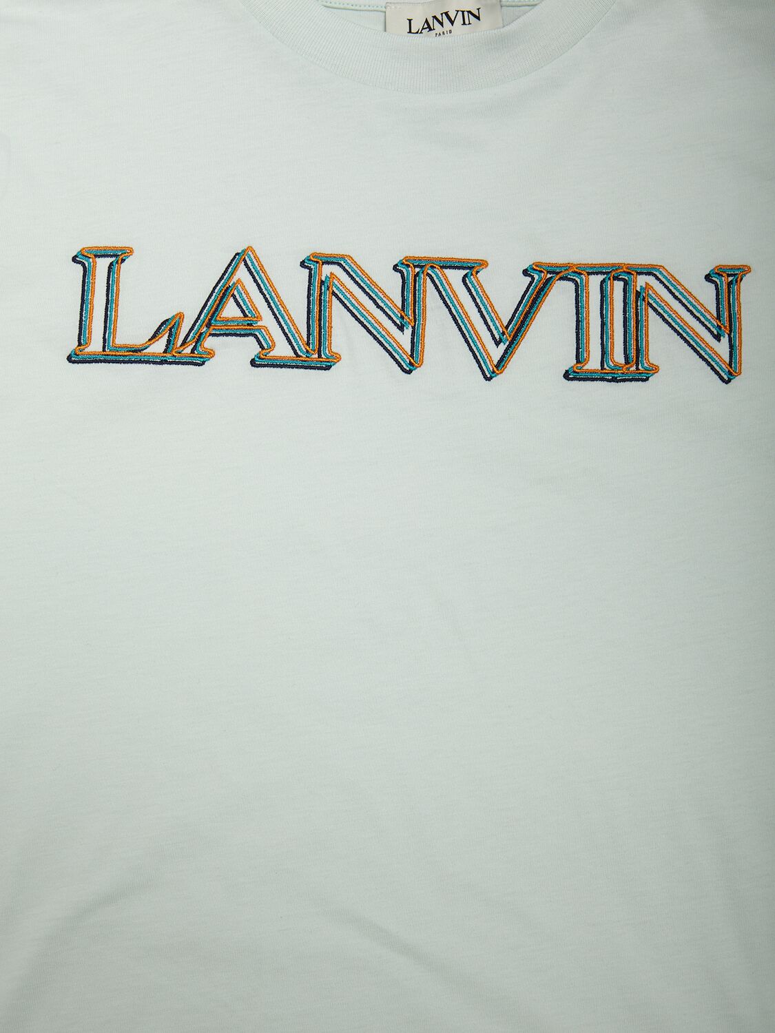 Shop Lanvin Embroidered Logo Cotton Jersey T-shirt In Light Green