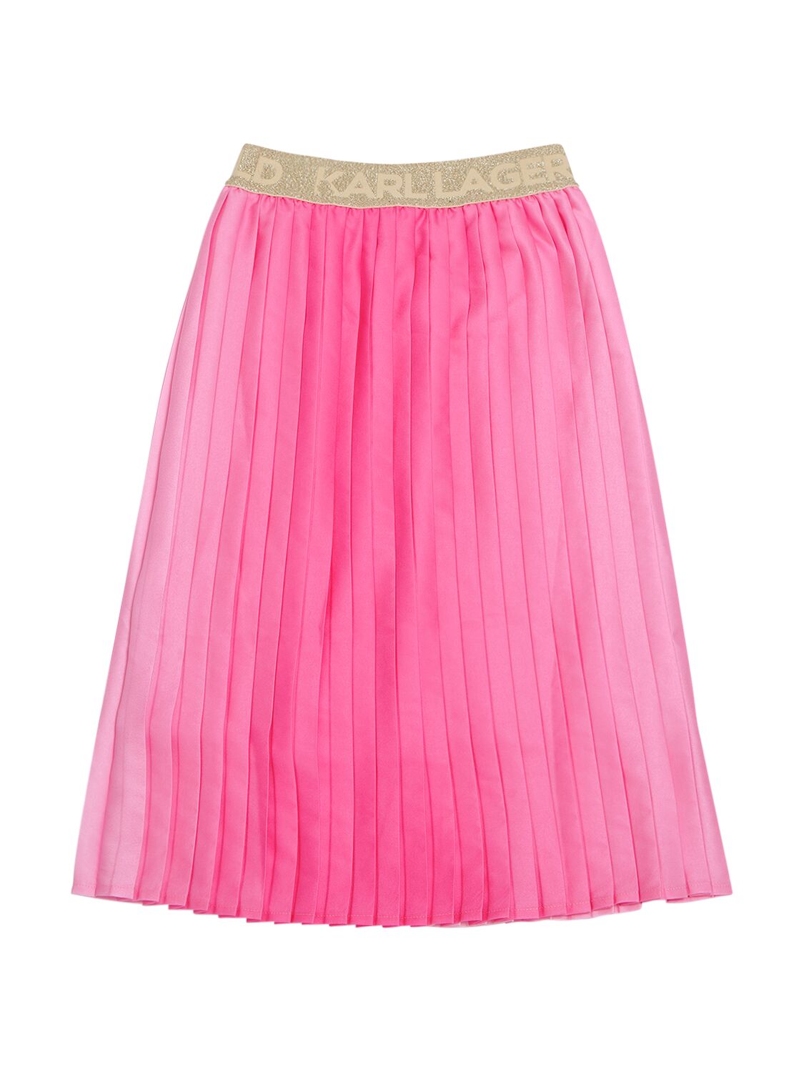 Shop Karl Lagerfeld Pleated Midi Skirt W/ Logo In Pink,white