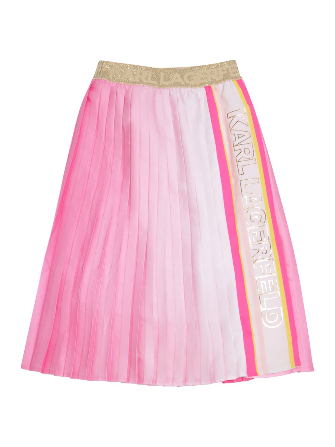 Karl Lagerfeld Kids' Pleated Midi Skirt W/ Logo In Pink,white