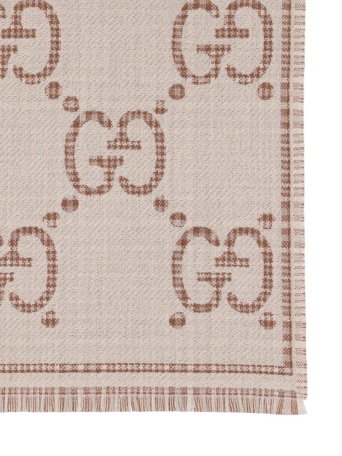 Shop Gucci Gg Wool Jacquard Scarf In Beige,ivory