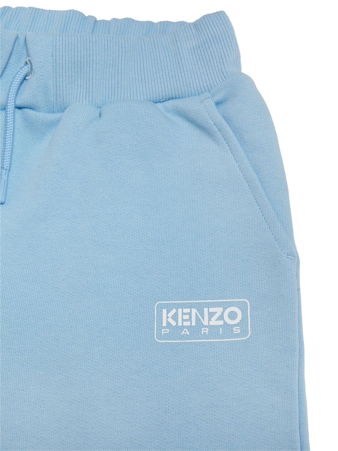 Shop Kenzo Cotton Terry Sweat Shorts In Light Blue