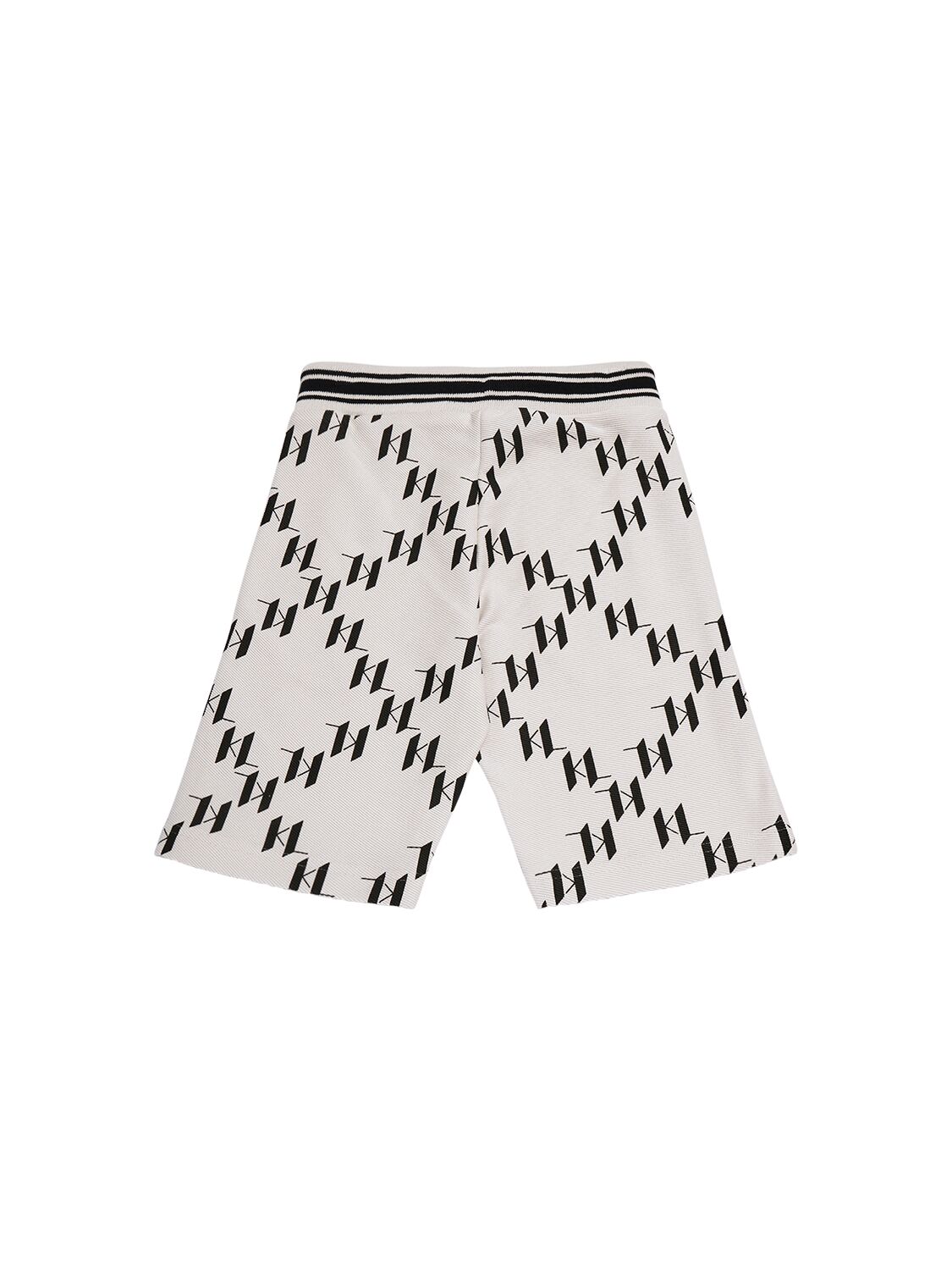 Shop Karl Lagerfeld Cotton Twill Jogger Shorts In White,black