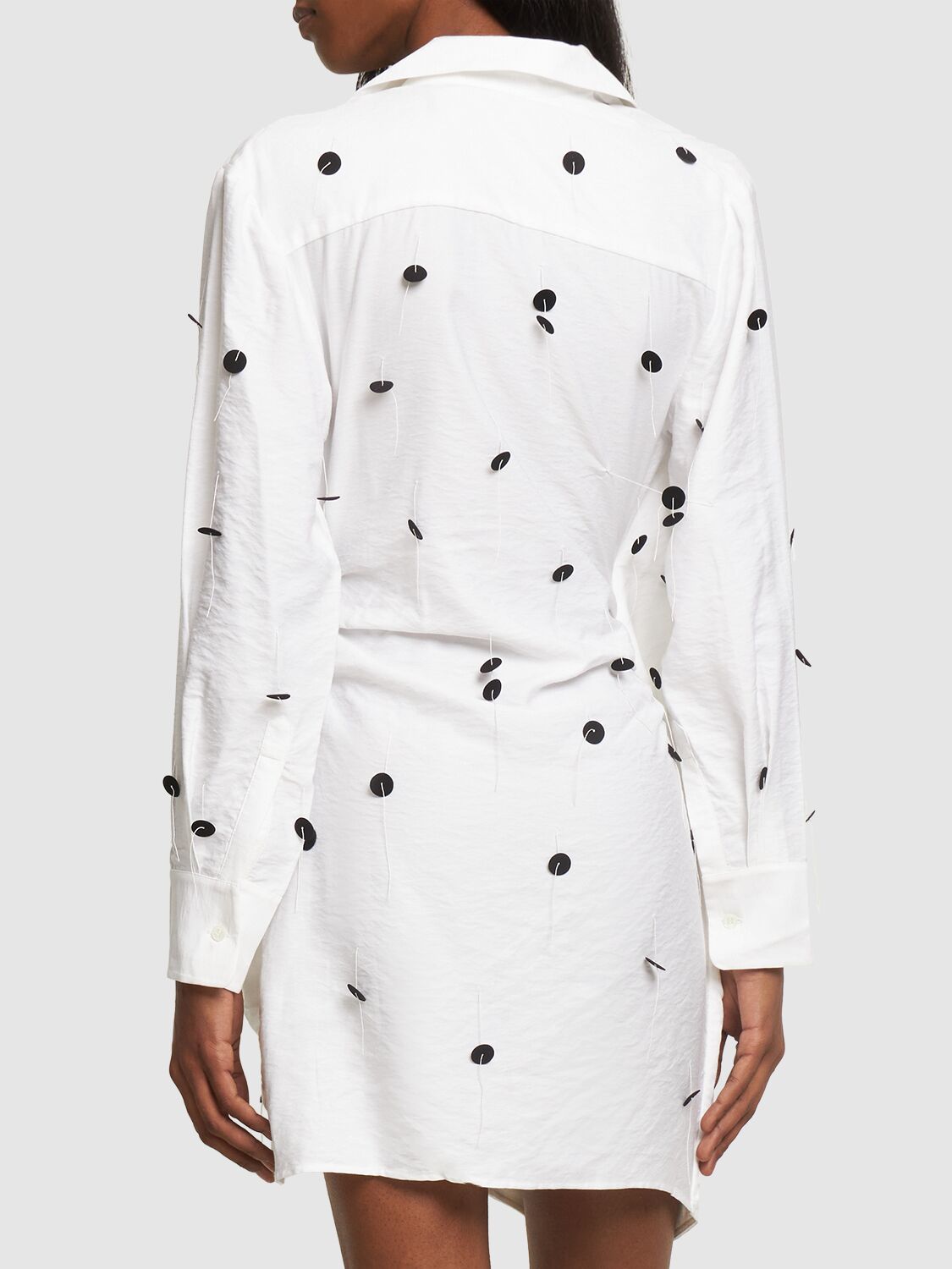 Jacquemus Bahia Brodée Twist-front Embellished Twill Mini Dress In White