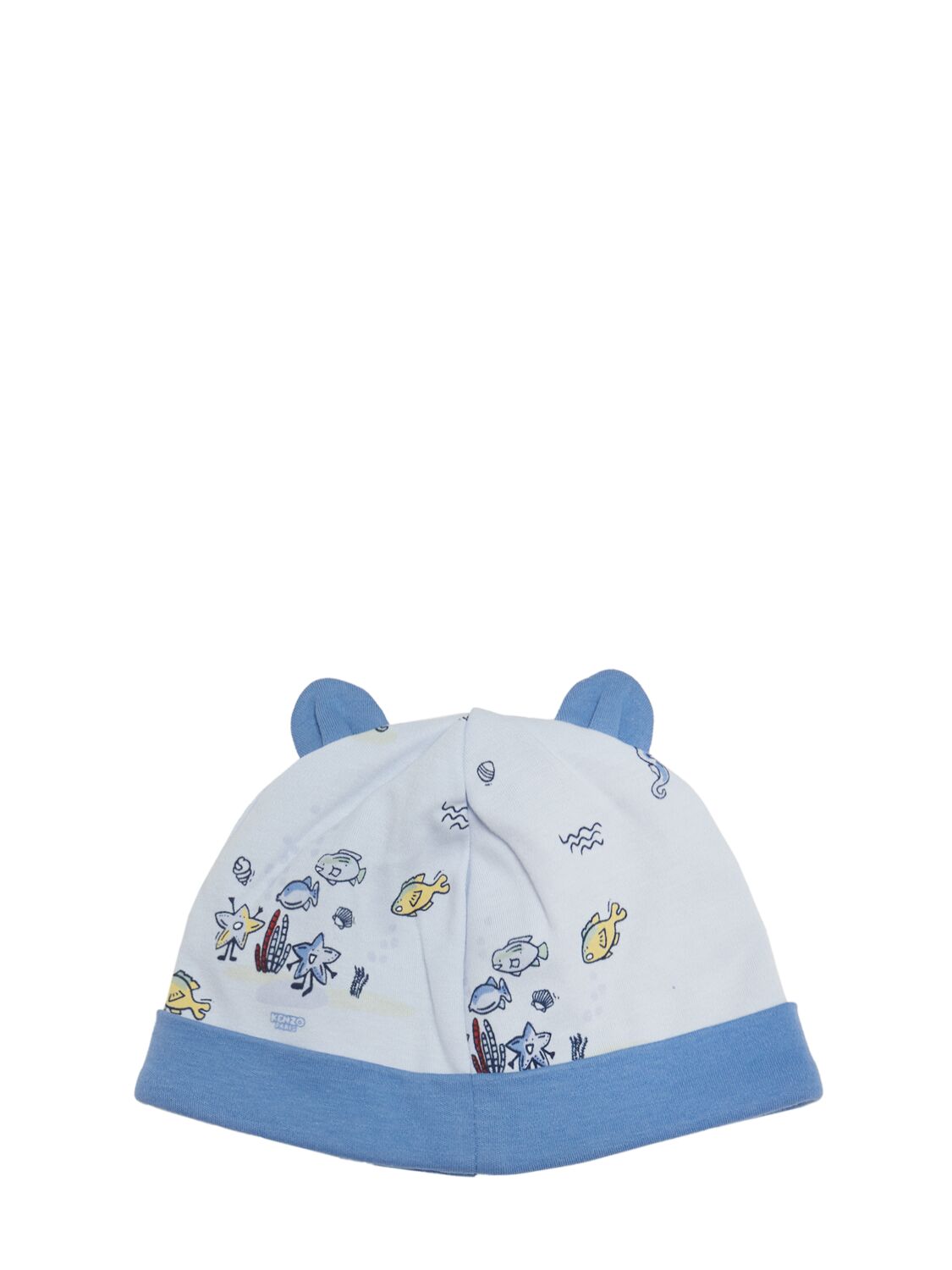 Shop Kenzo Cotton Romper, Hat & Bib In Blue