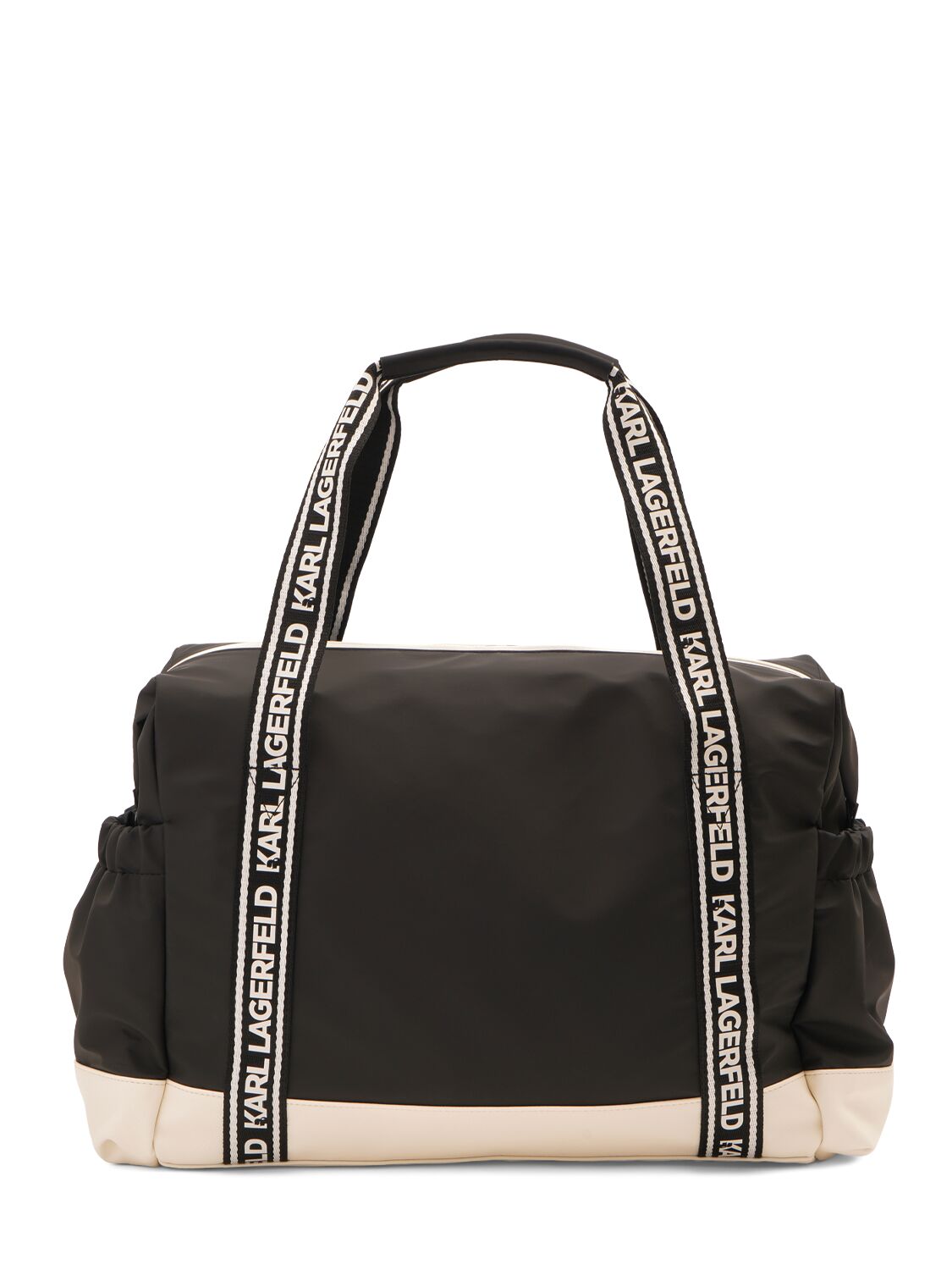 Shop Karl Lagerfeld Coated Nylon Weekender Bag In Black