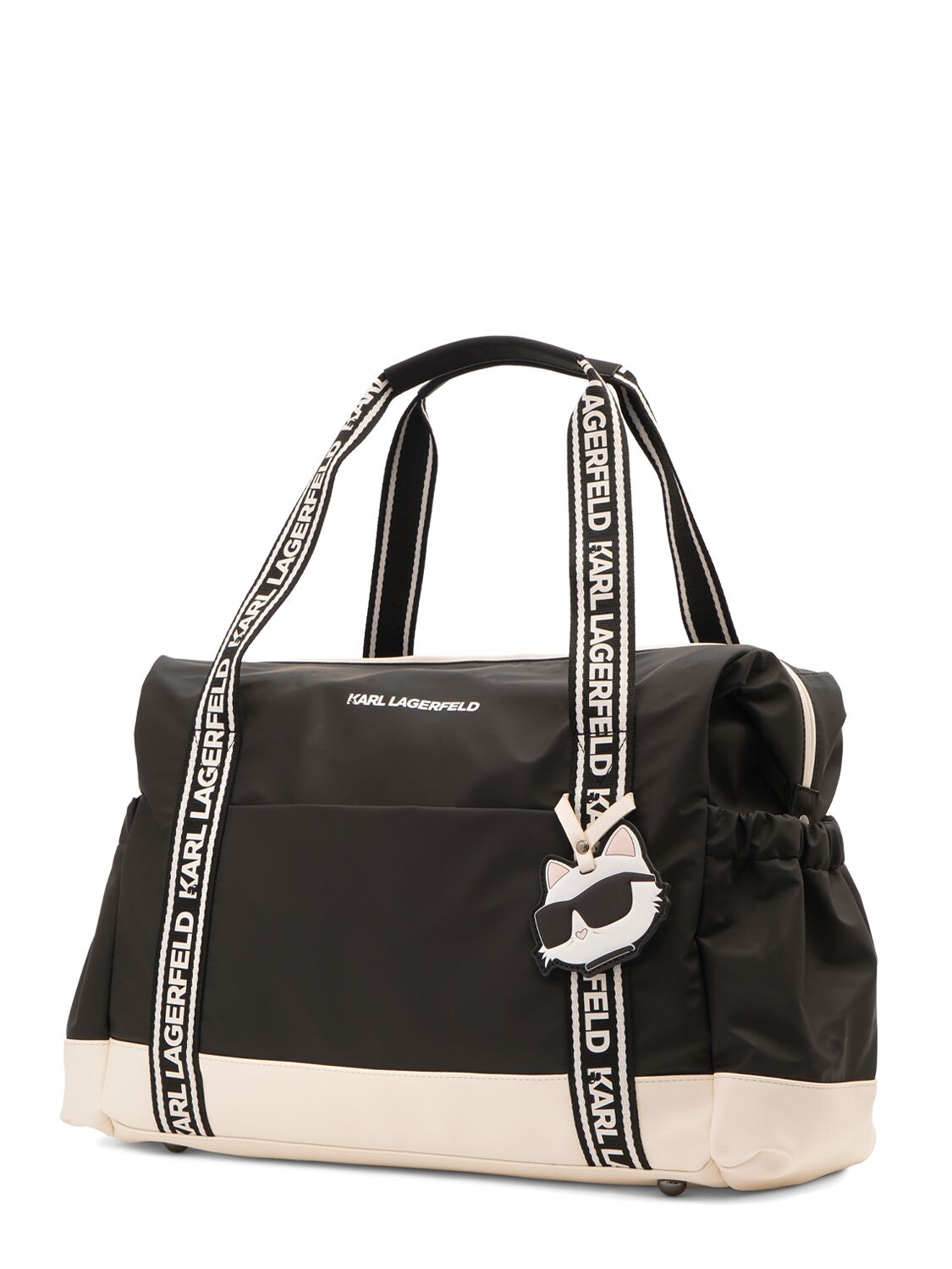 Shop Karl Lagerfeld Coated Nylon Weekender Bag In Black