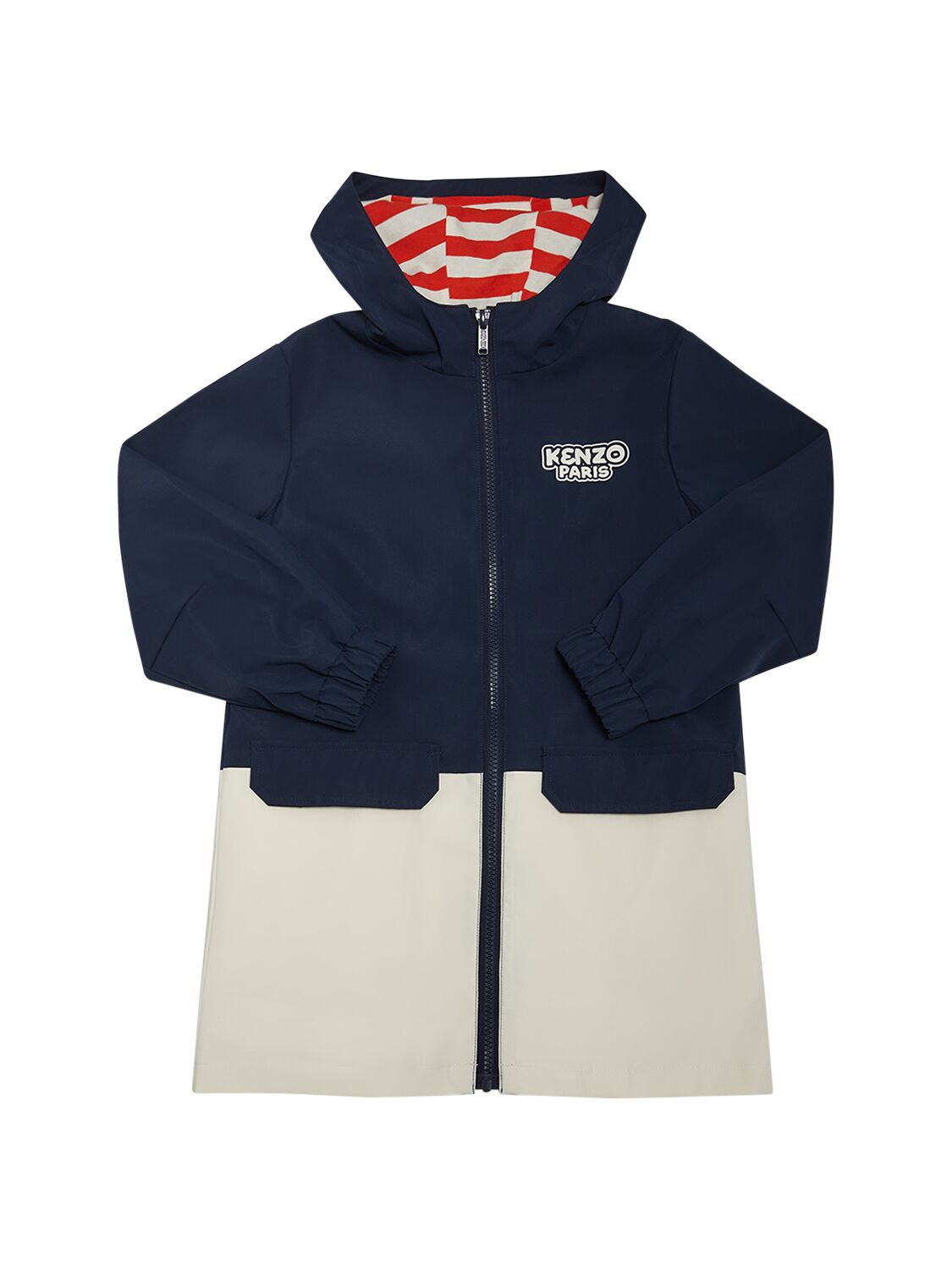 Kenzo Kids' Nylon Raincoat W/hood In Navy