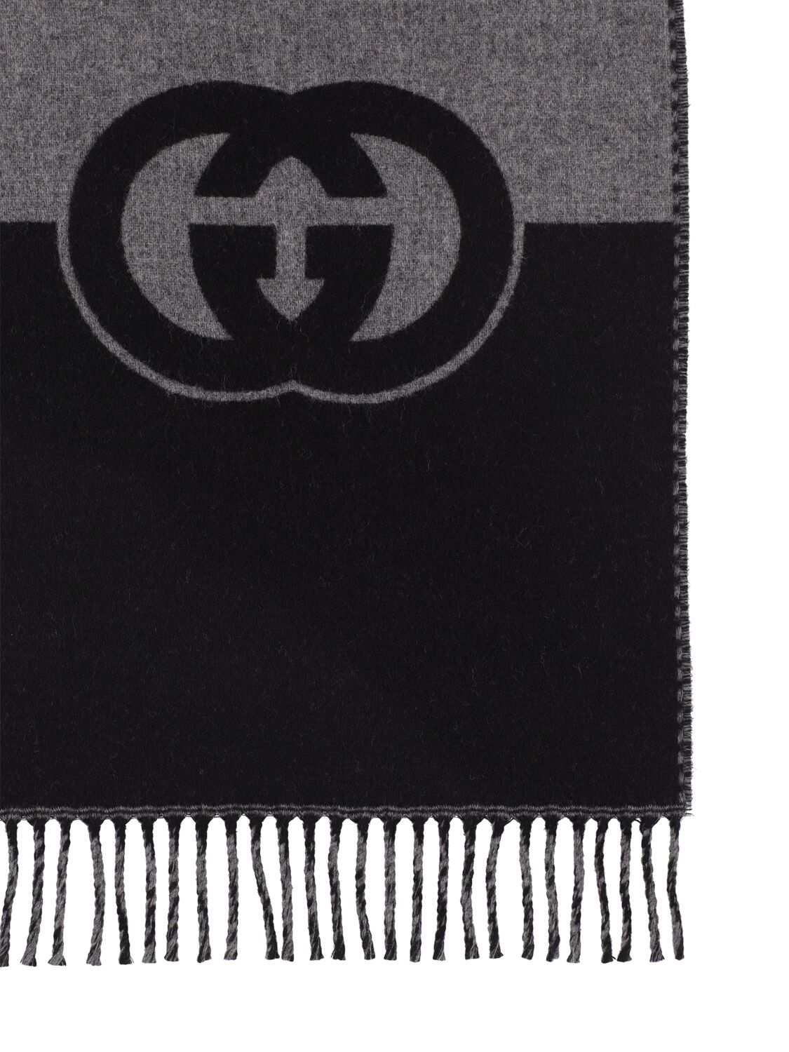 Shop Gucci Interlocking Gg Wool & Cashmere Scarf In Flanner,black