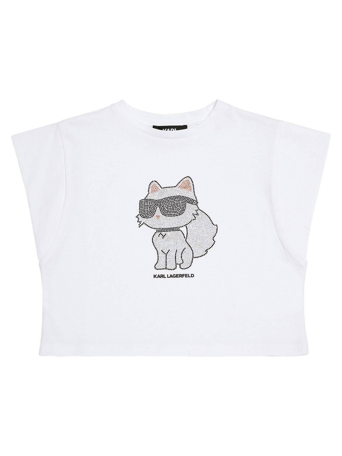 Karl Lagerfeld Kids' Embellished Cotton Jersey T-shirt In White