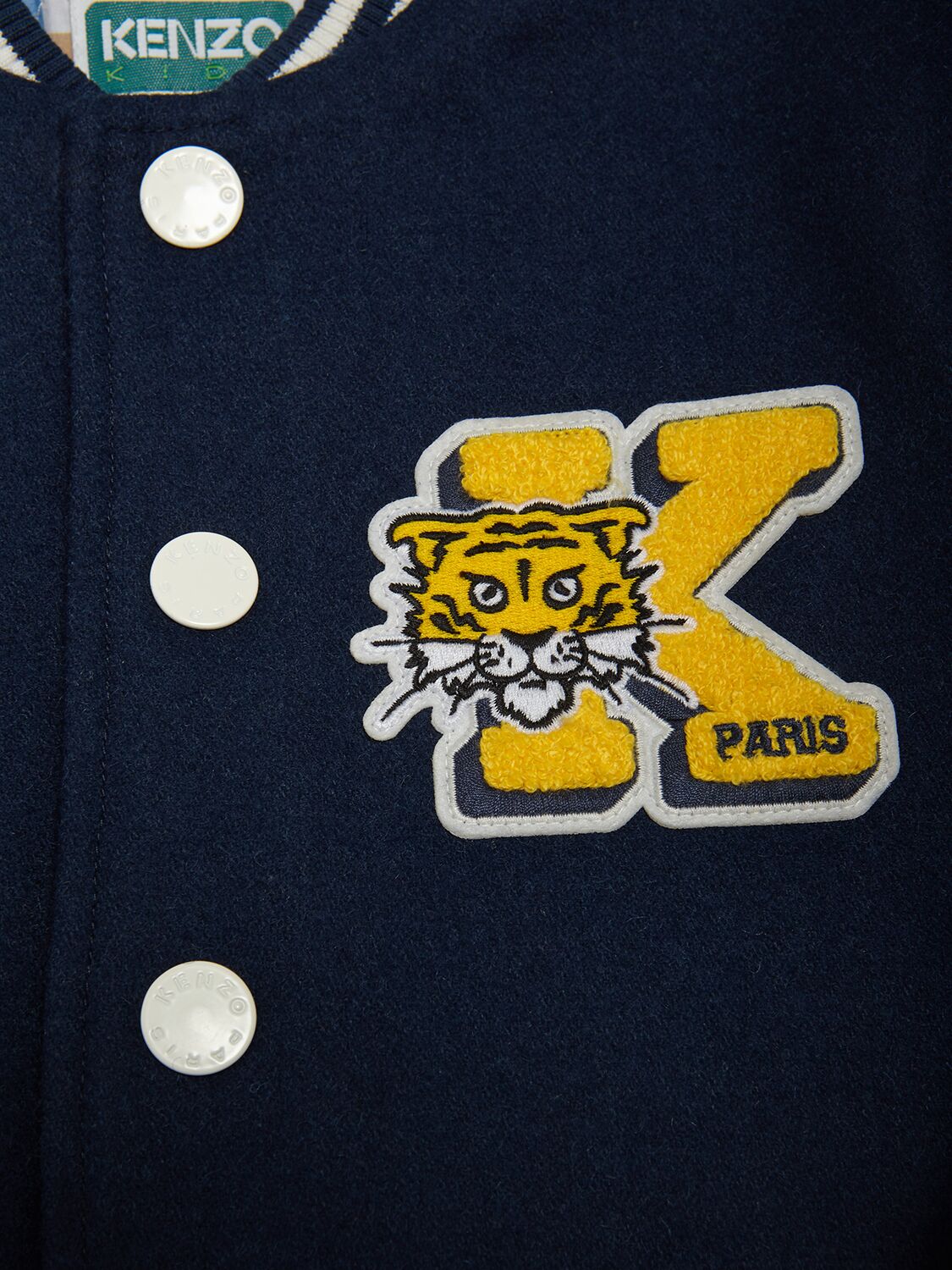 Shop Kenzo Wool Blend Varsity Jacket In Navy