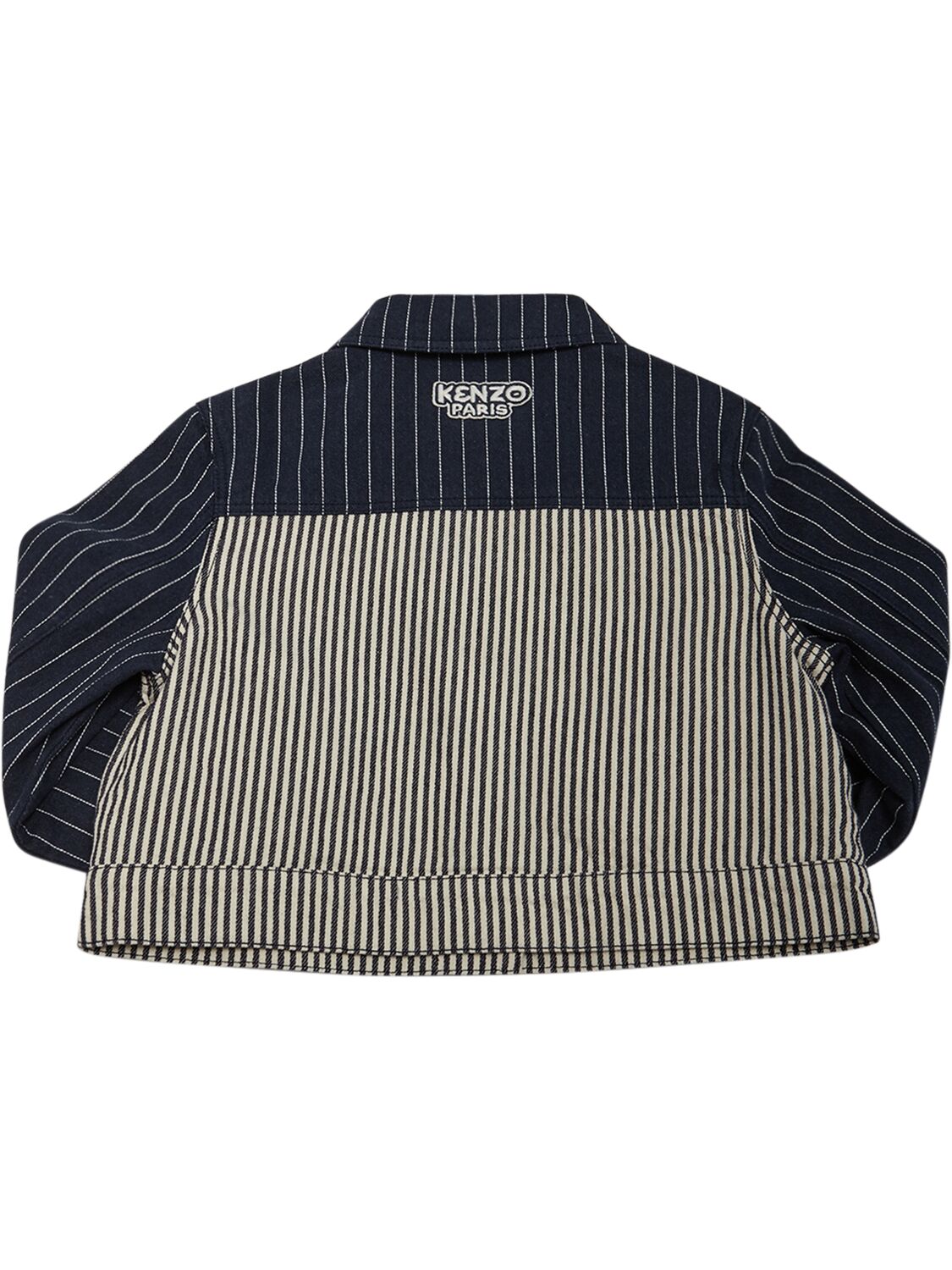 Shop Kenzo Striped Cotton Denim Jacket In Navy