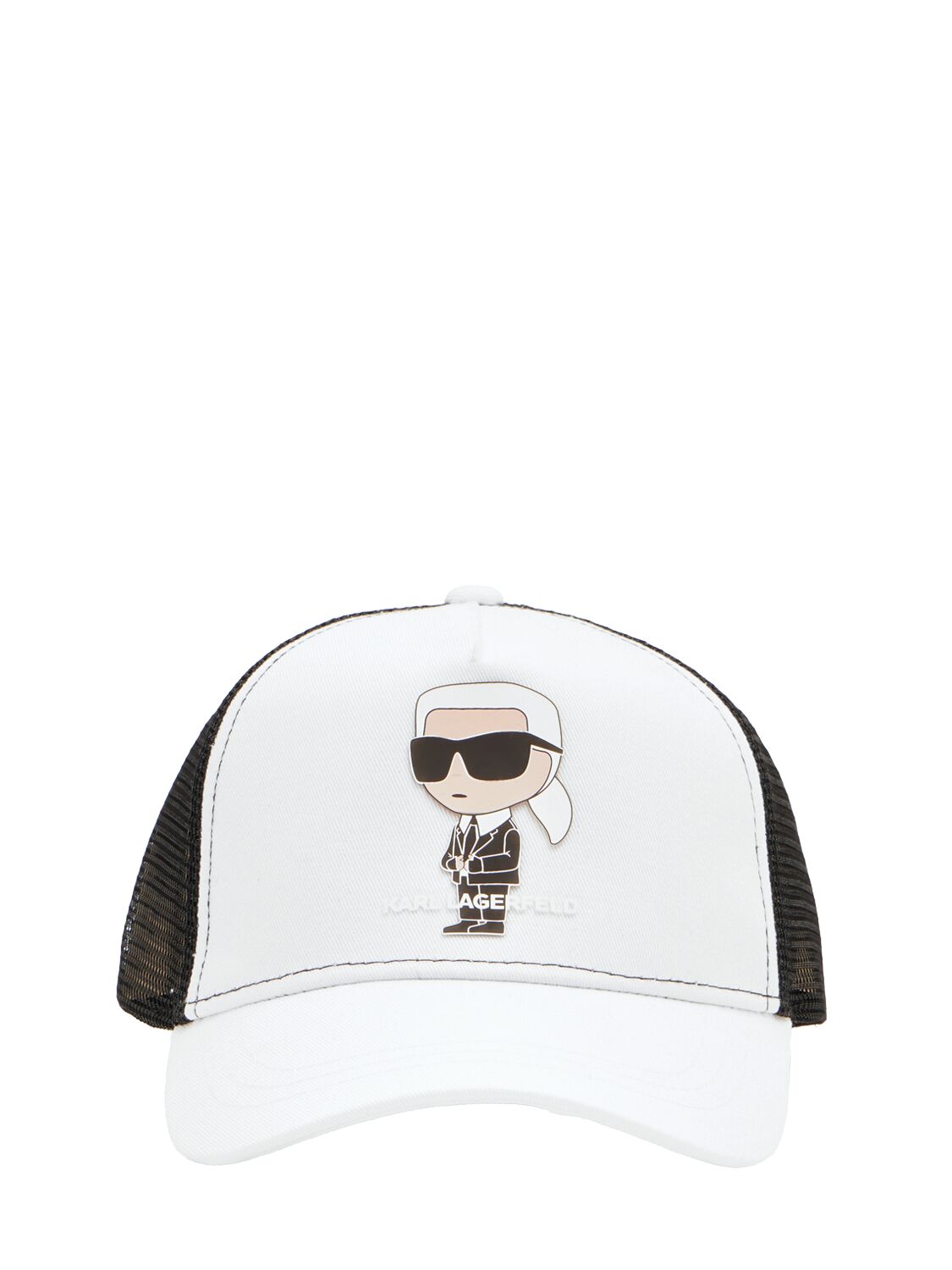 Karl Lagerfeld Kids' Cotton Twill & Mesh Baseball Cap In White