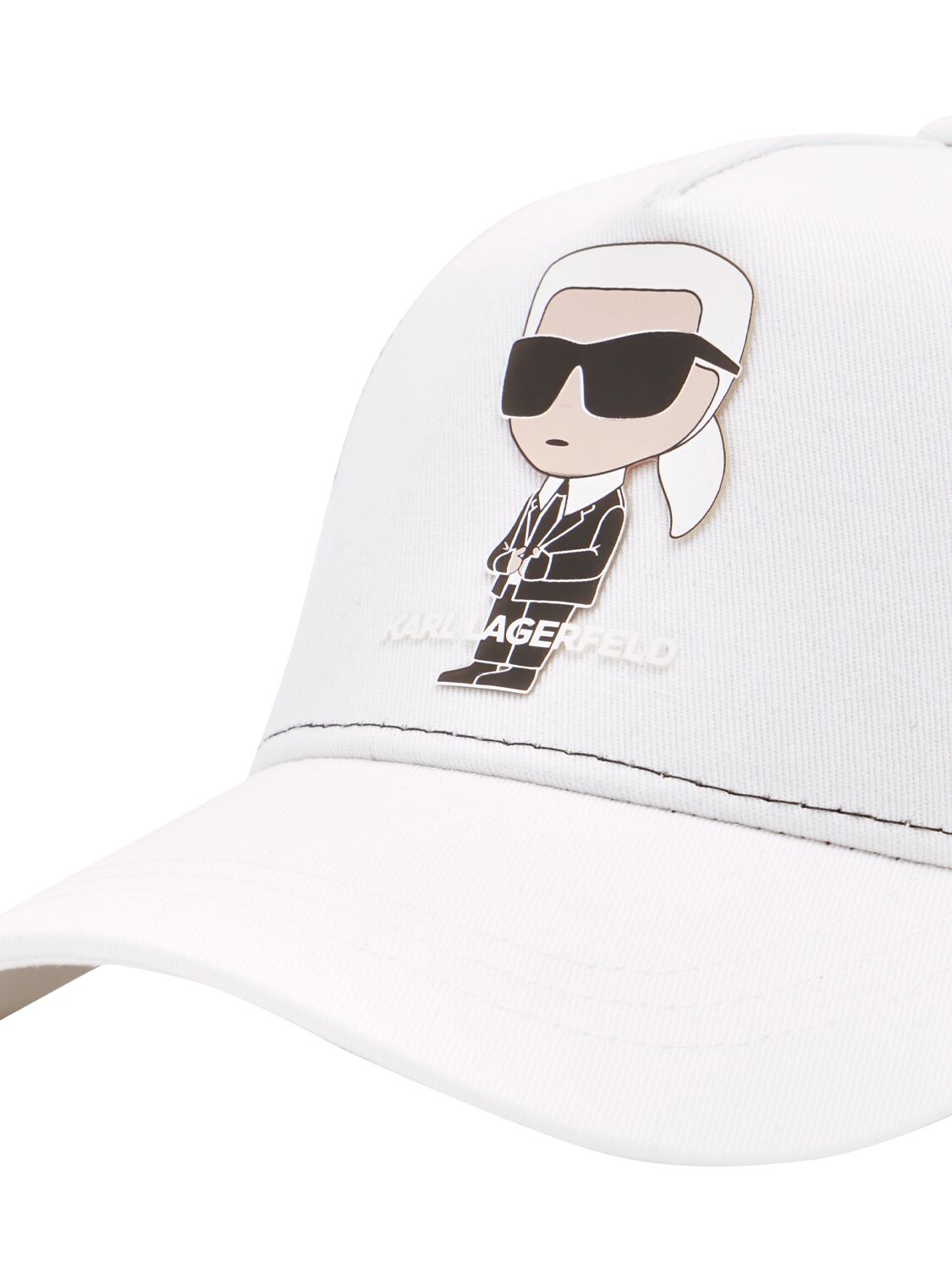 Shop Karl Lagerfeld Cotton Twill & Mesh Baseball Cap In White