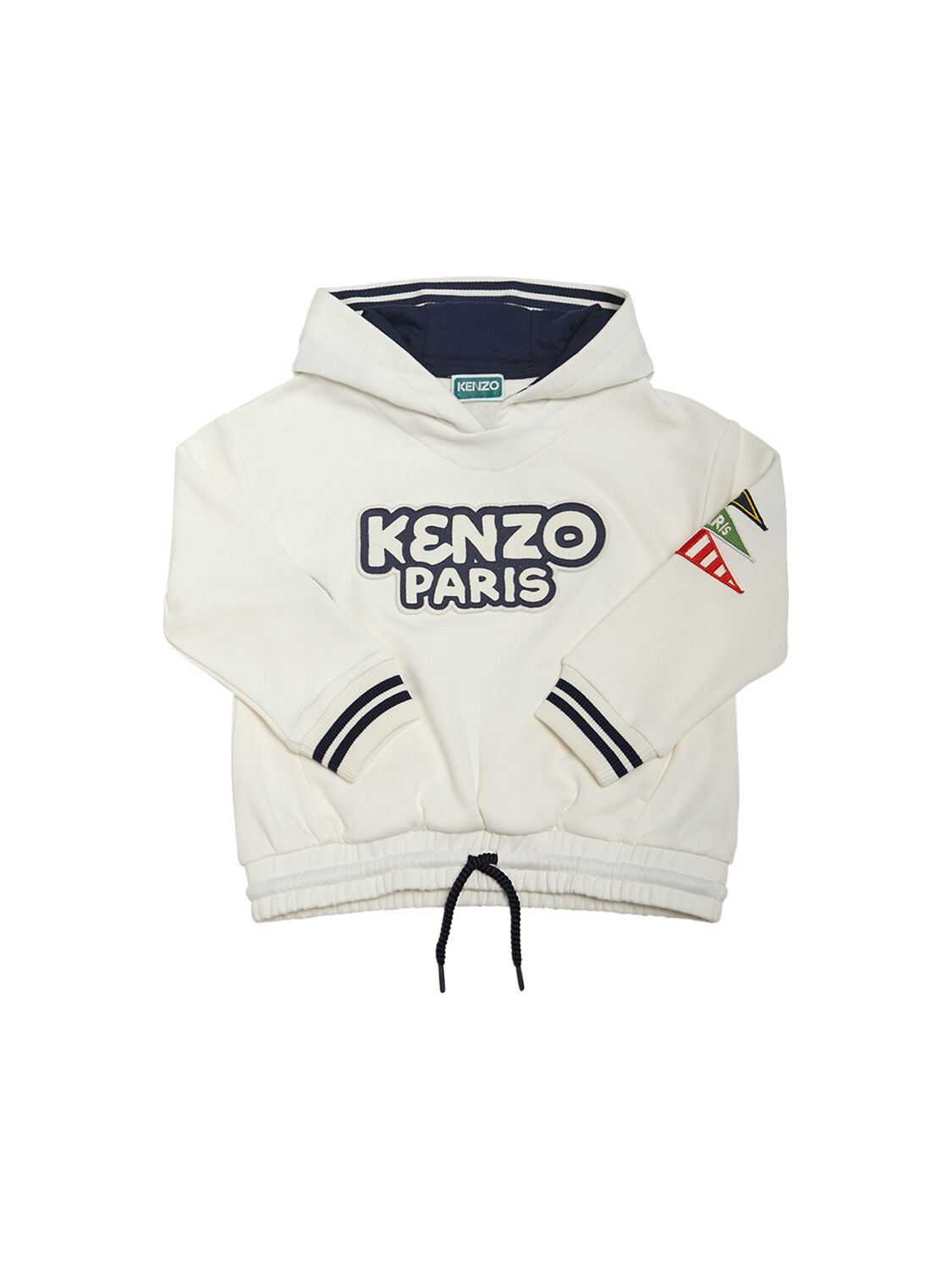 Kenzo Kids' Cotton Fleece Hoodie In Off-white