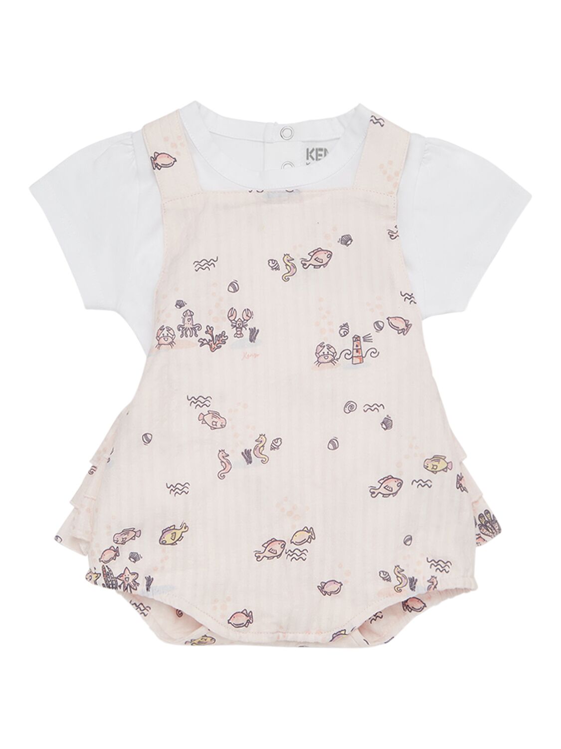 Kenzo Babies' Printed Cotton T-shirt & Romper In Pink