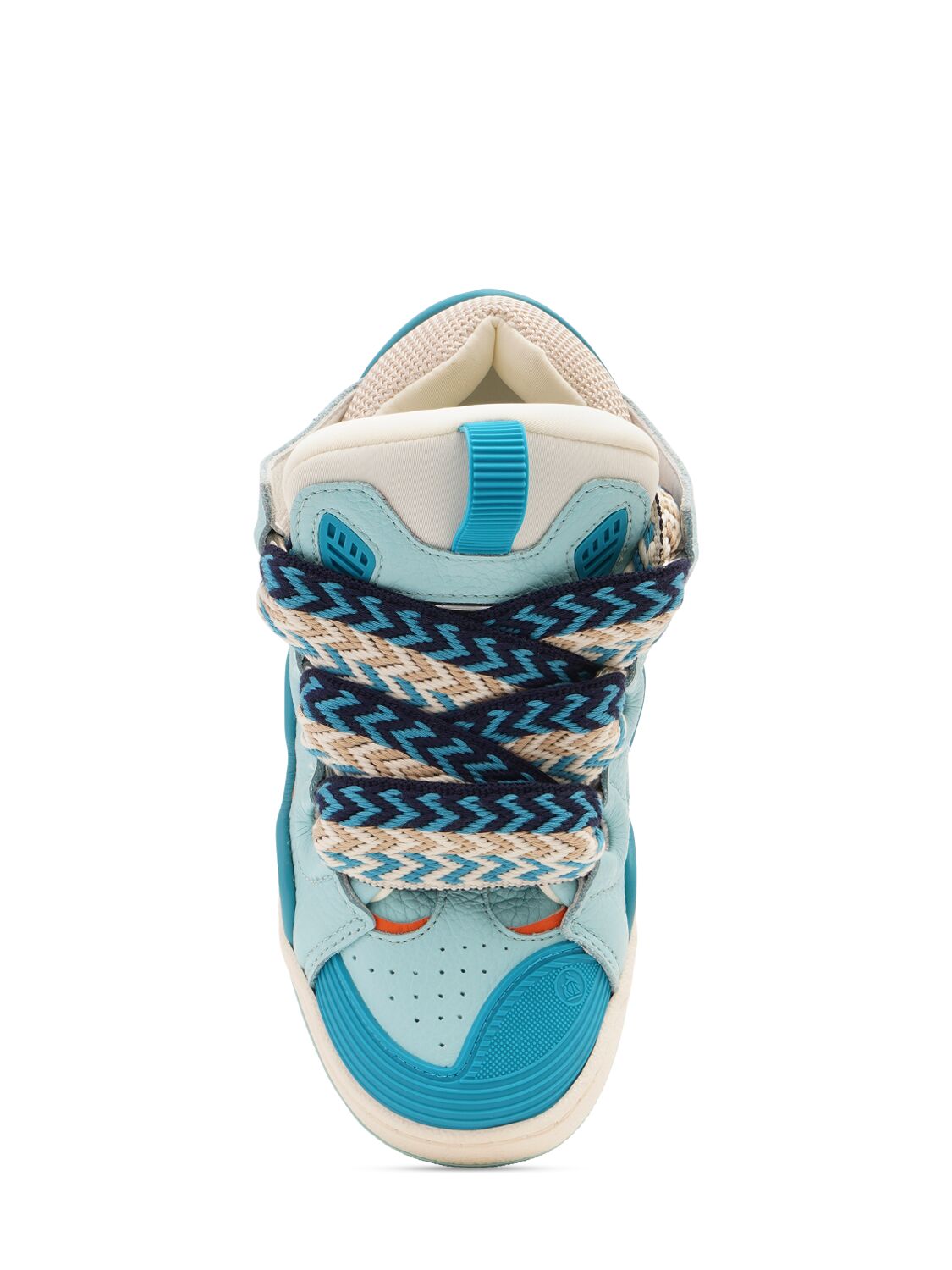 Shop Lanvin Leather Lace-up Sneakers In Blue