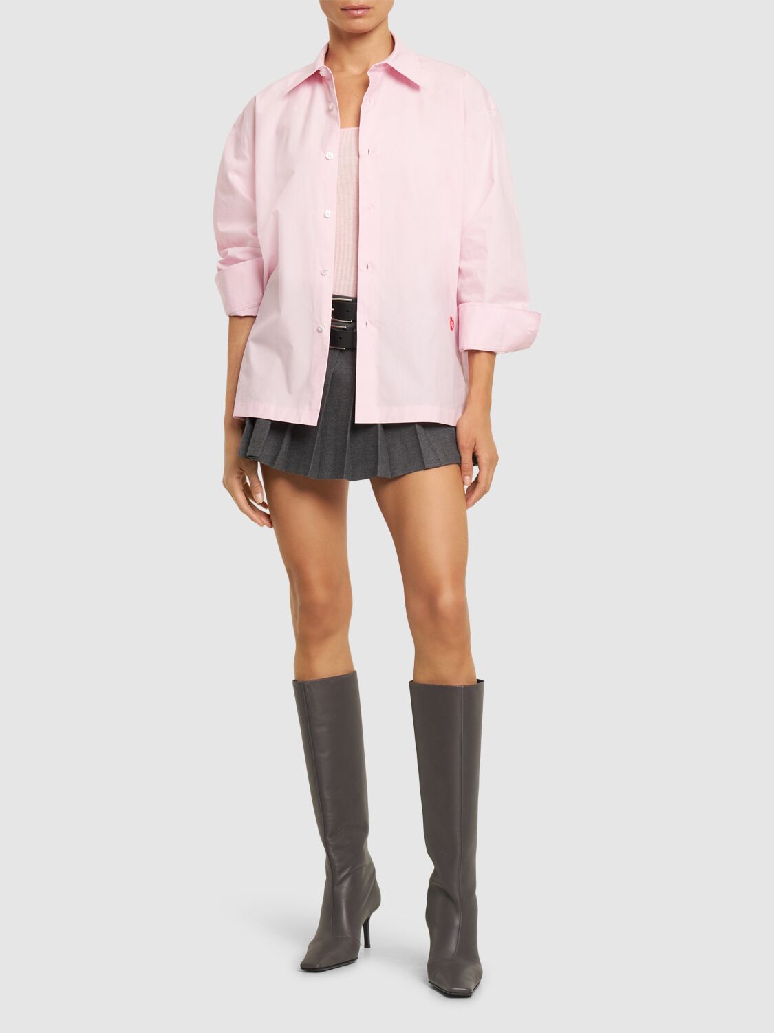 Shop Alexander Wang Button Up Cotton Shirt W/ Logo In Light Pink