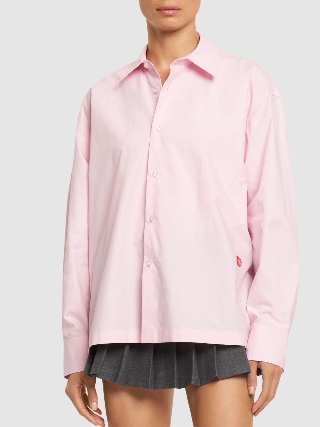 Shop Alexander Wang Button Up Cotton Shirt W/ Logo In Light Pink