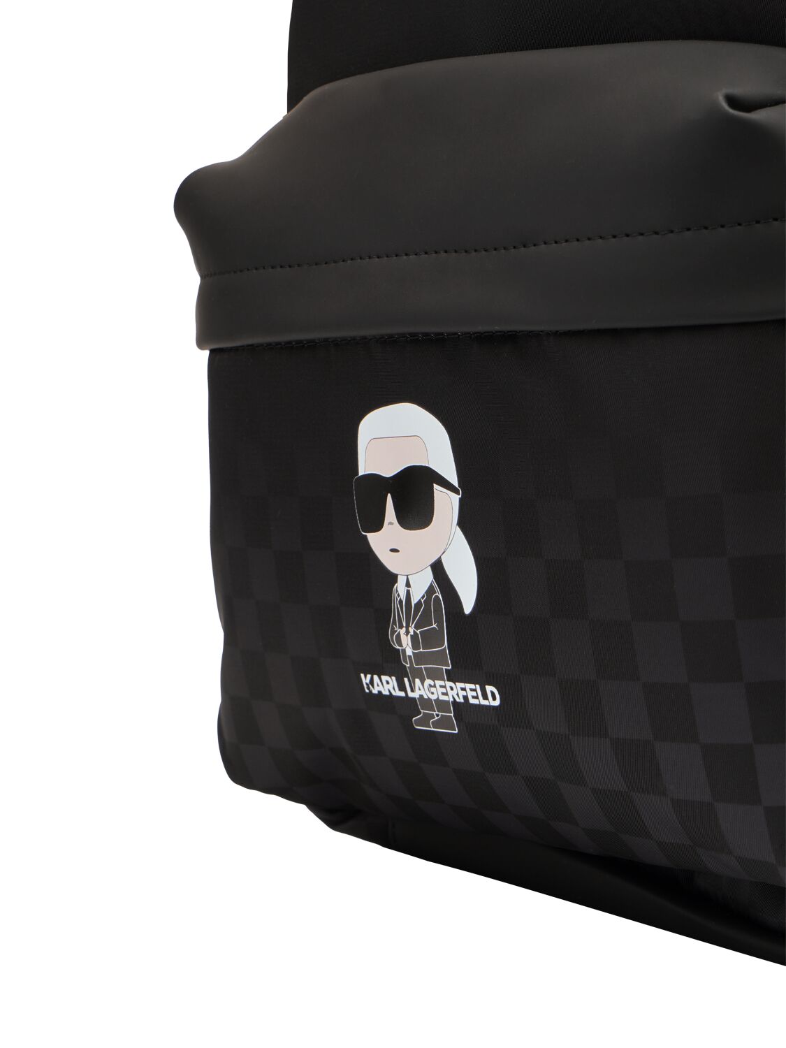 Shop Karl Lagerfeld Printed Twill Backpack In Black