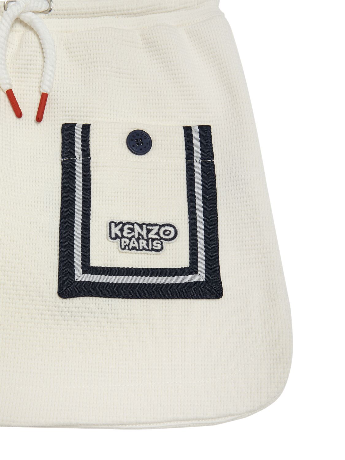 Shop Kenzo Cotton Jersey Skirt W/ Pockets In Off-white