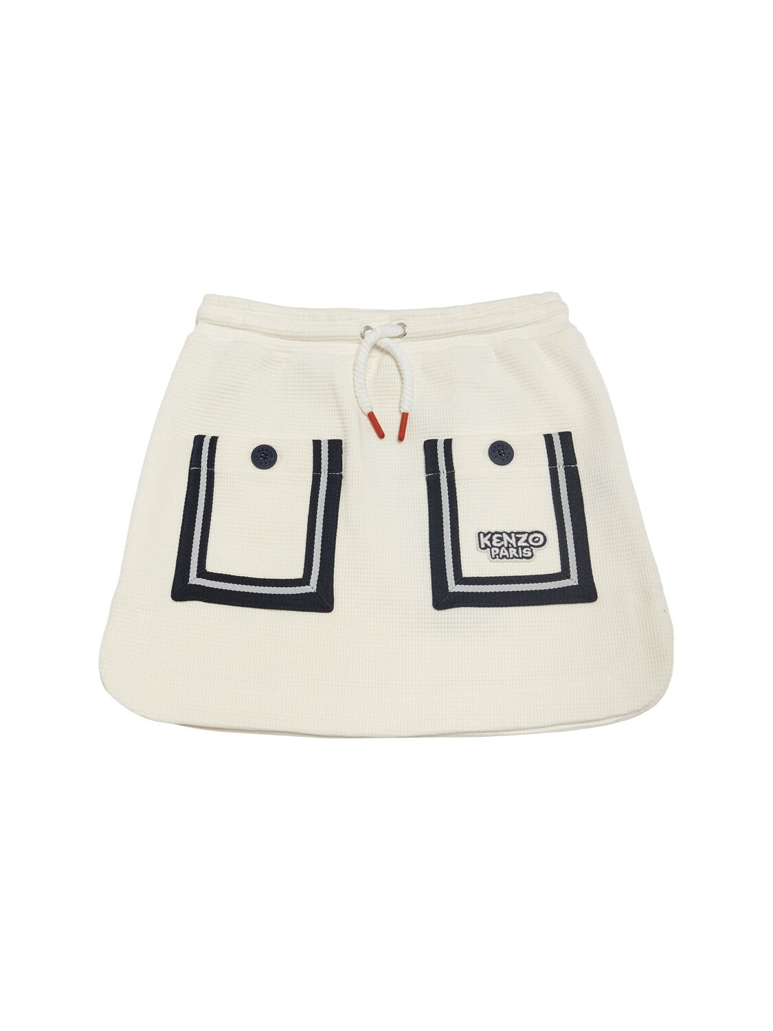 Kenzo Kids' Cotton Jersey Skirt W/ Pockets In Off-white