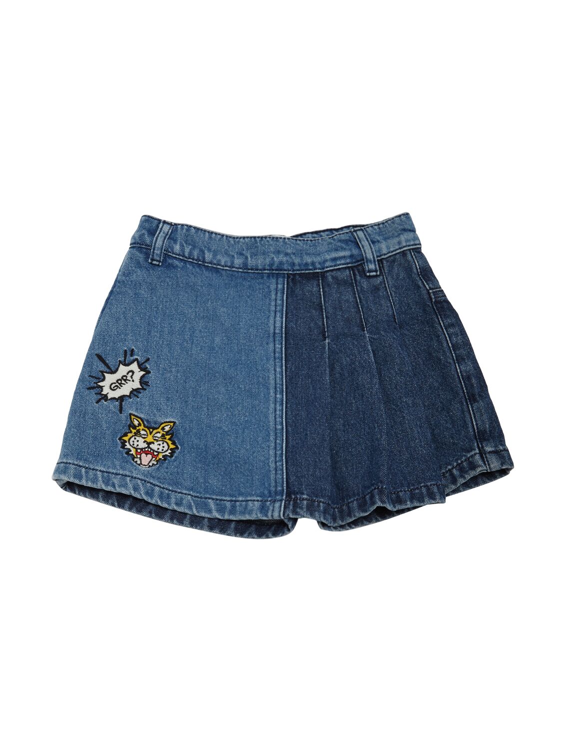 Kenzo Kids' Cotton Denim Shorts W/ Logo Patch