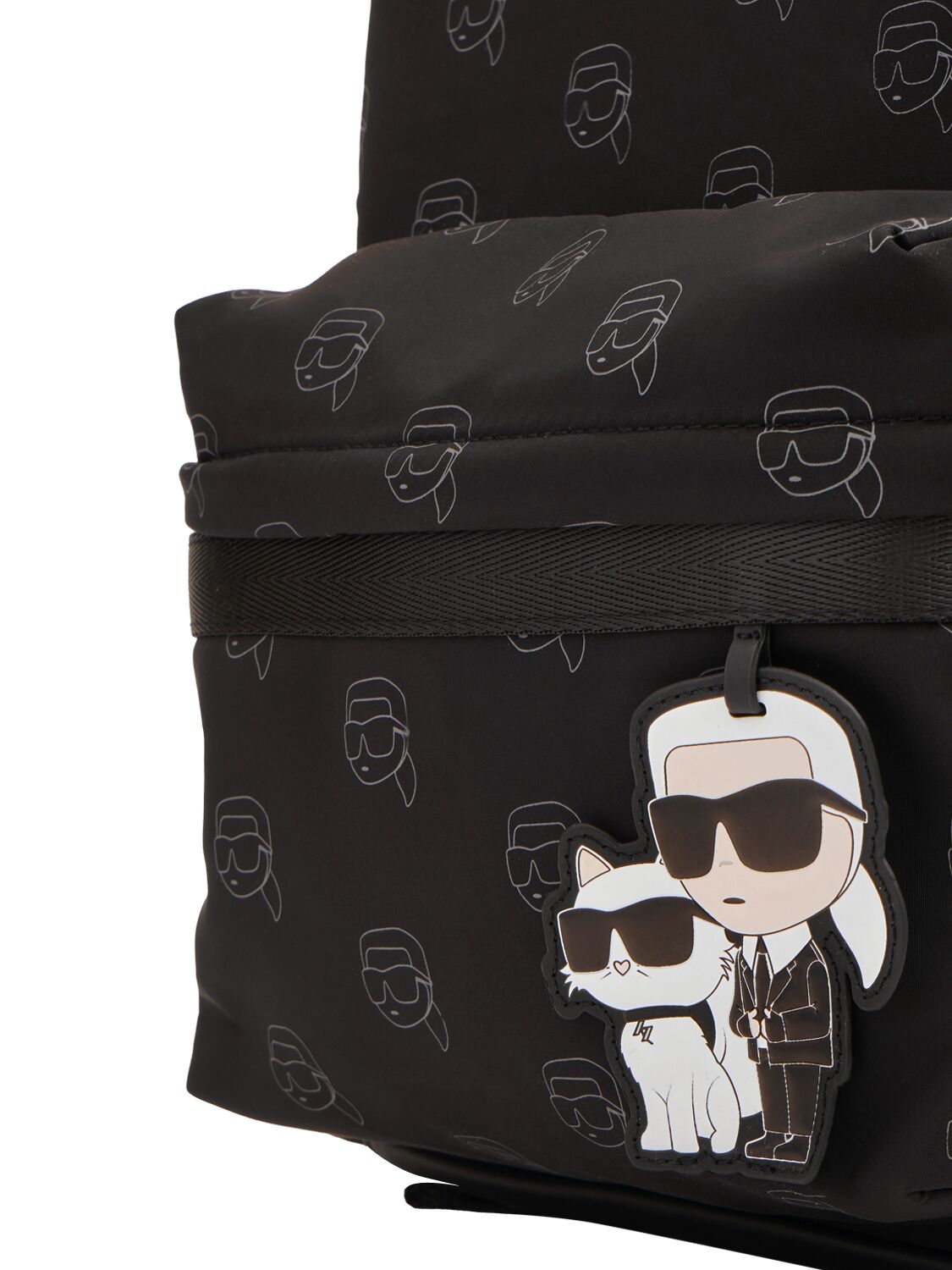Shop Karl Lagerfeld Logo Printed Twill Backpack In Black