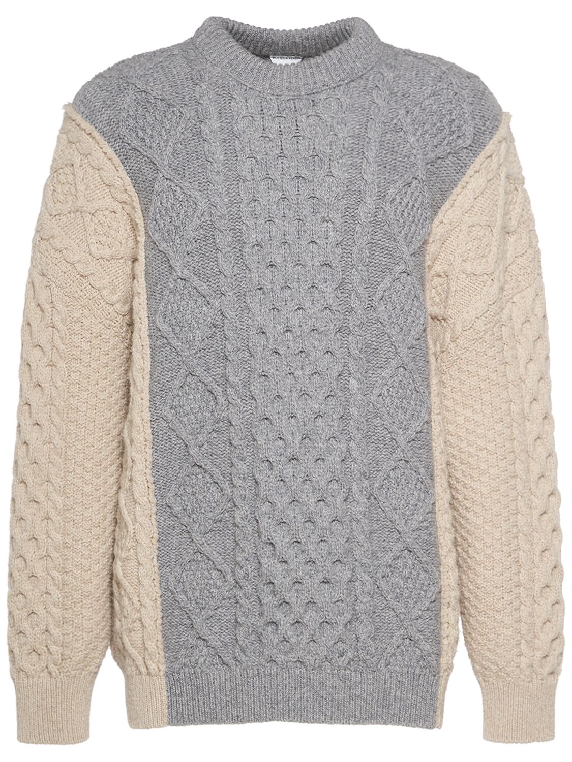 Image of Aran Knit Wool Blend Oversize Sweater