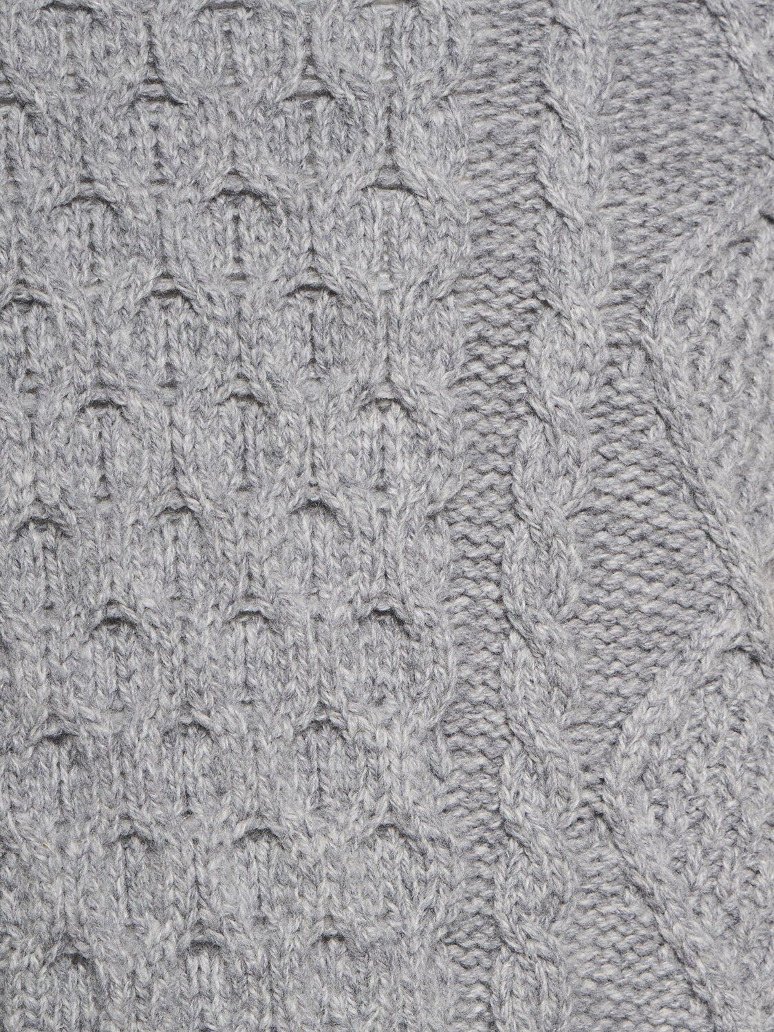 Shop Bottega Veneta Aran Knit Wool Blend Oversize Sweater In Beige,grey
