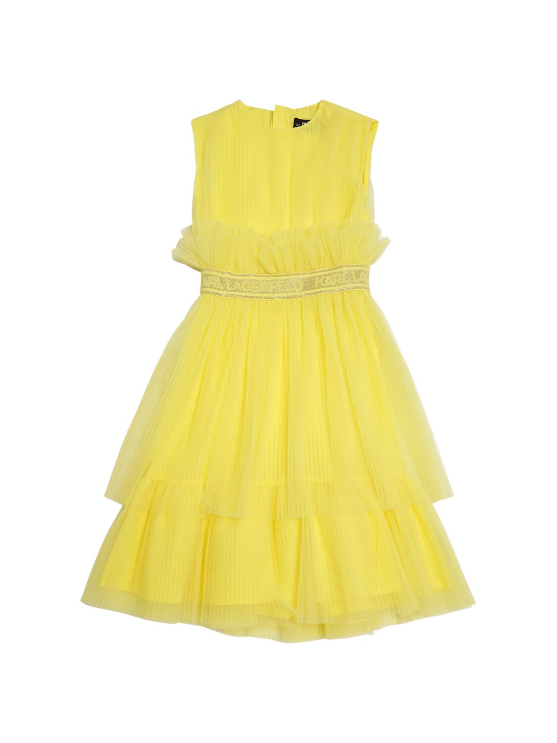 Karl Lagerfeld Kids' Sleeveless Tulle Midi Dress In Yellow