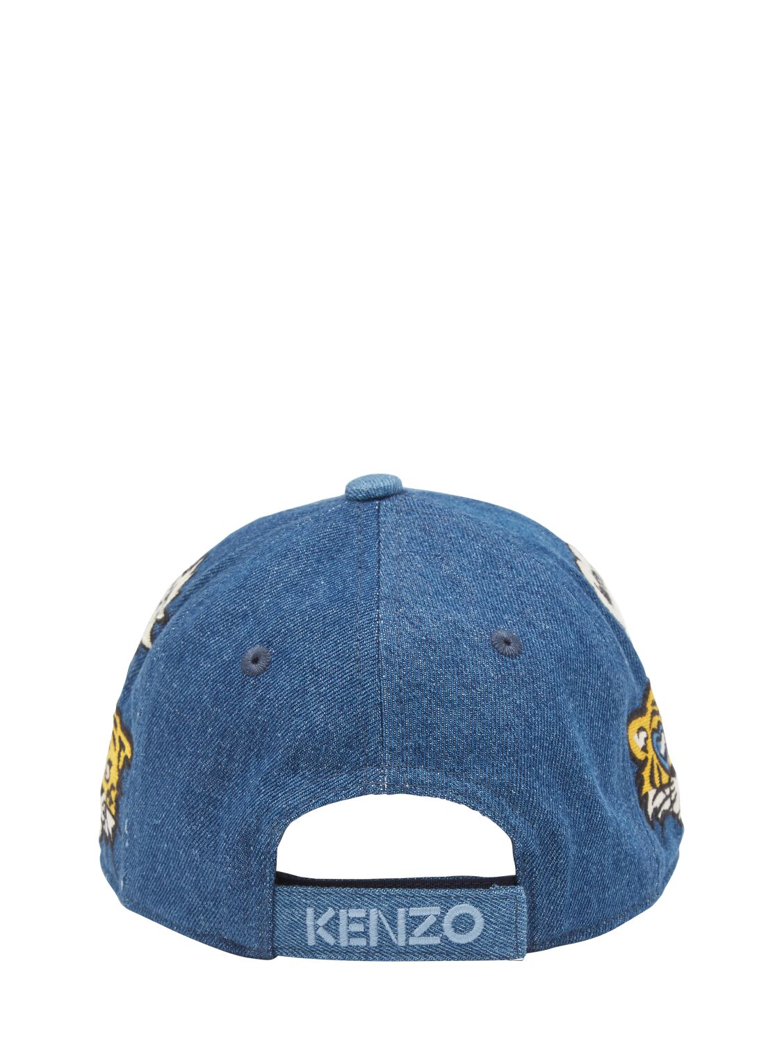 Shop Kenzo Cotton Denim Baseball Hat In Light Grey