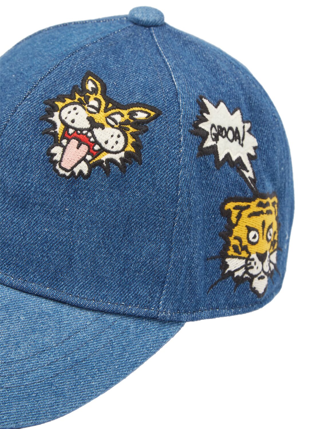 Shop Kenzo Cotton Denim Baseball Hat In Light Grey